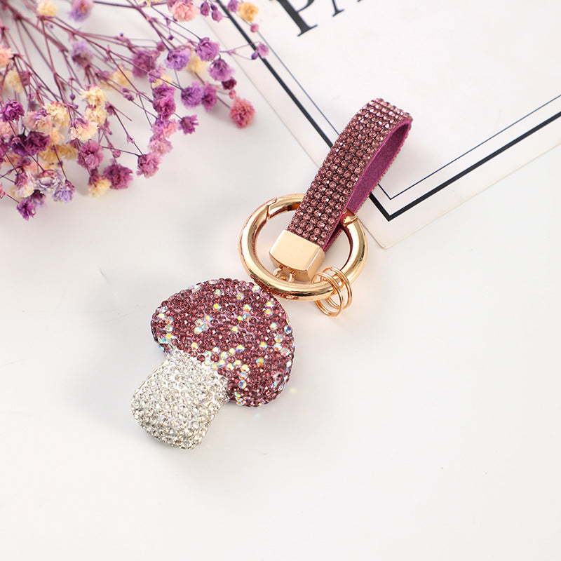 Wholesale 10pcs Zinc Alloy Mushroom Diamond Keychain